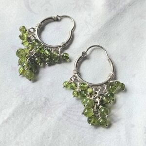 Elegant Silver and Green Hoop Earrings